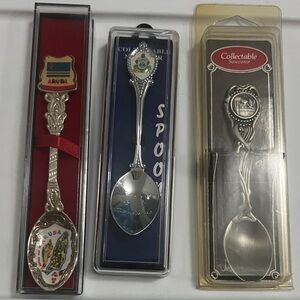 Souvenir Collectible Spoons – Aruba, Honduras & Arkansas